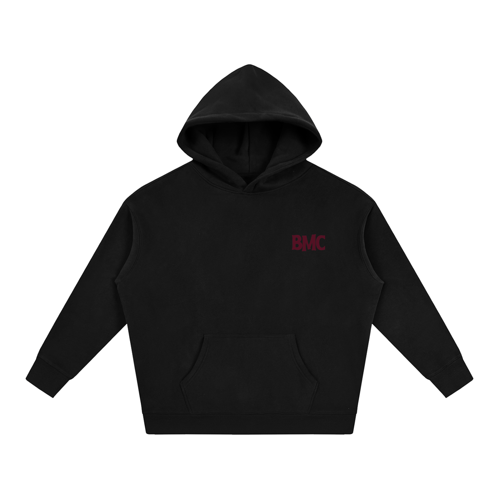 Oversize Fleeced Hoodie - Black/Red
