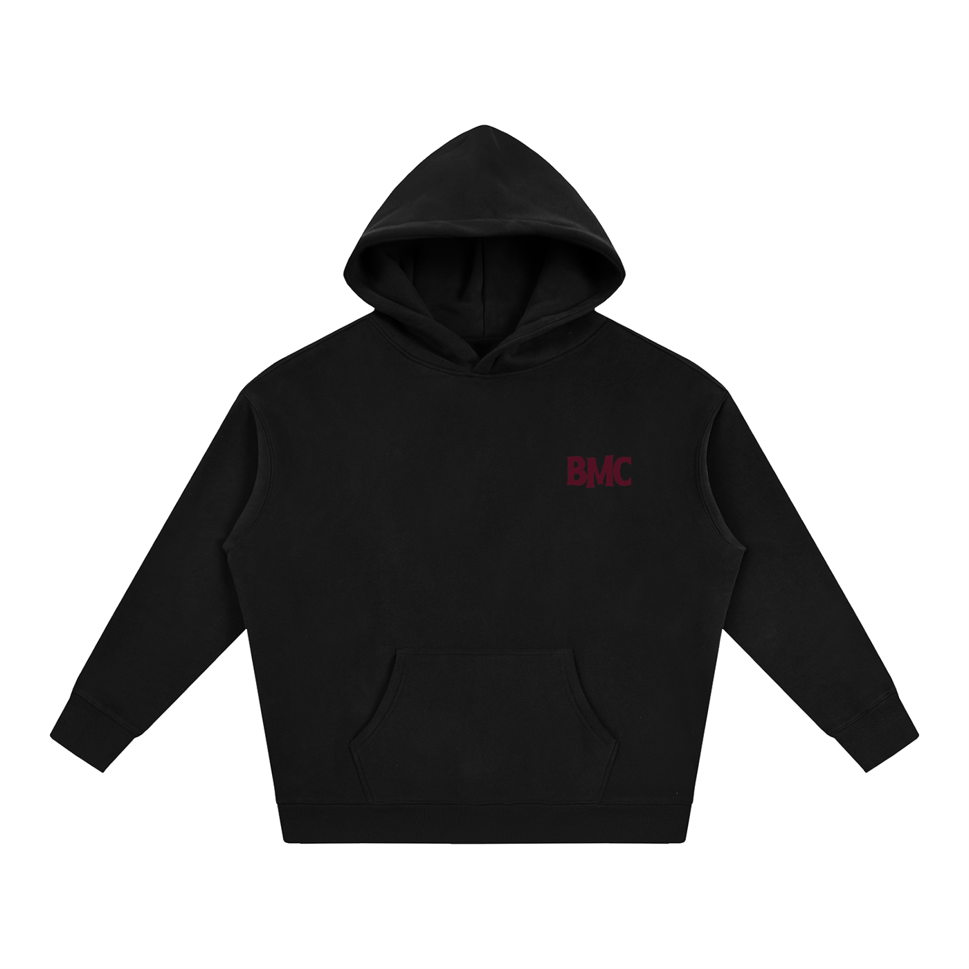 Oversize Fleeced Hoodie - Black/Red