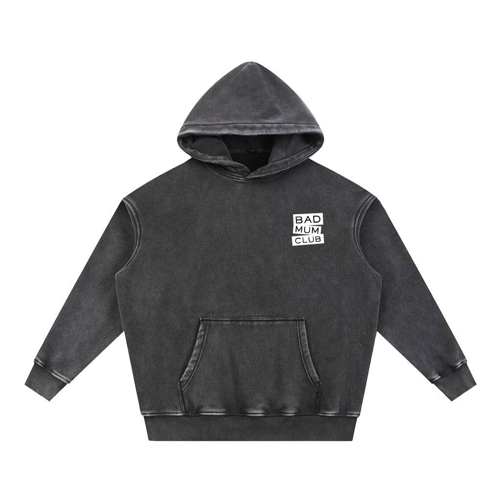 Snow Wash Oversize Hoodie - Black/White