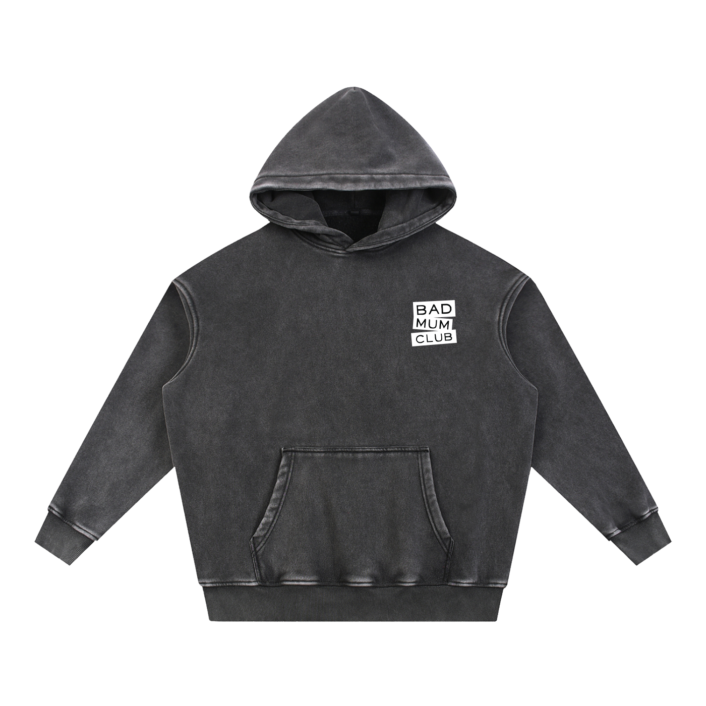 Snow Wash Oversize Hoodie - Black/White