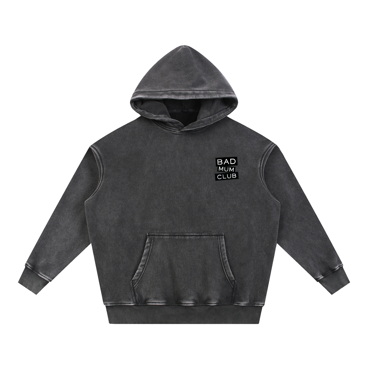 Snow Wash Oversize Hoodie - Black Type Logo