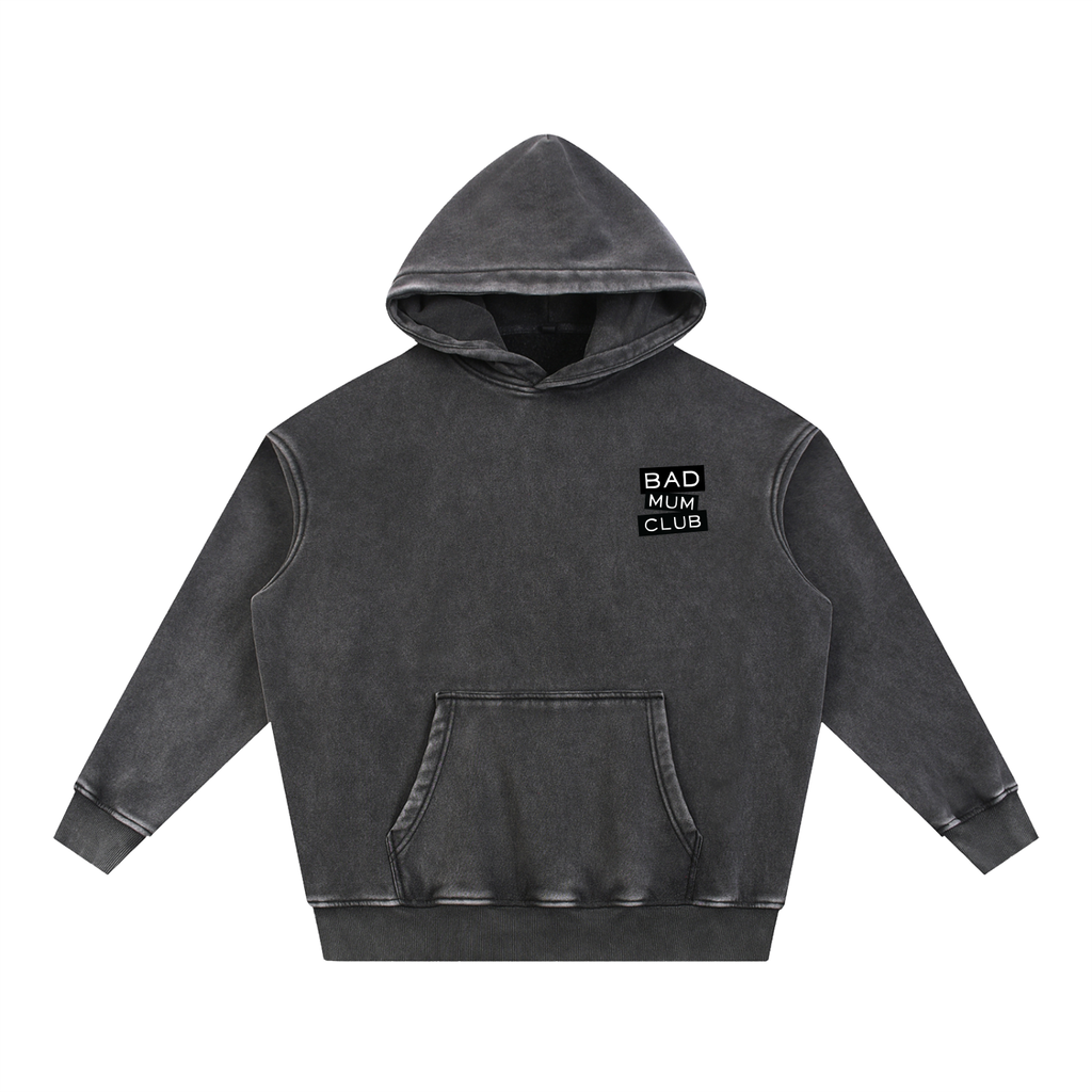 Snow Wash Oversize Hoodie - Black/Black