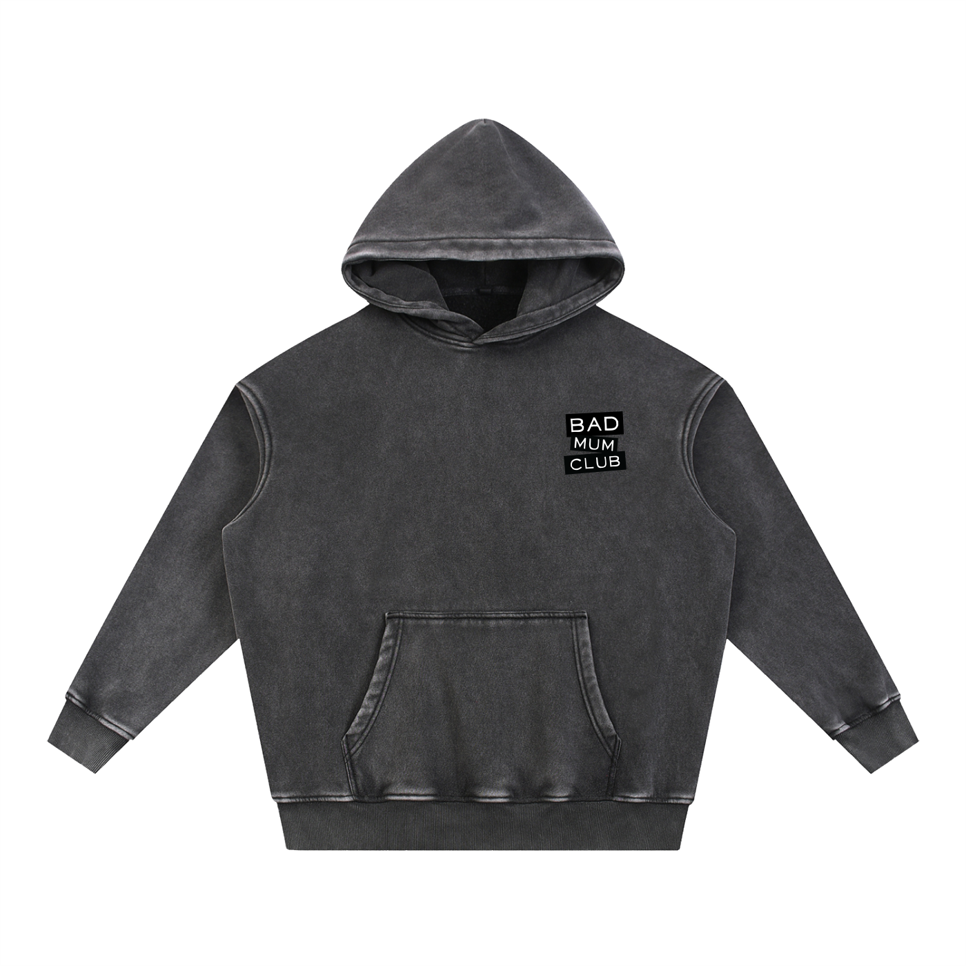 Snow Wash Oversize Hoodie - Black/Black