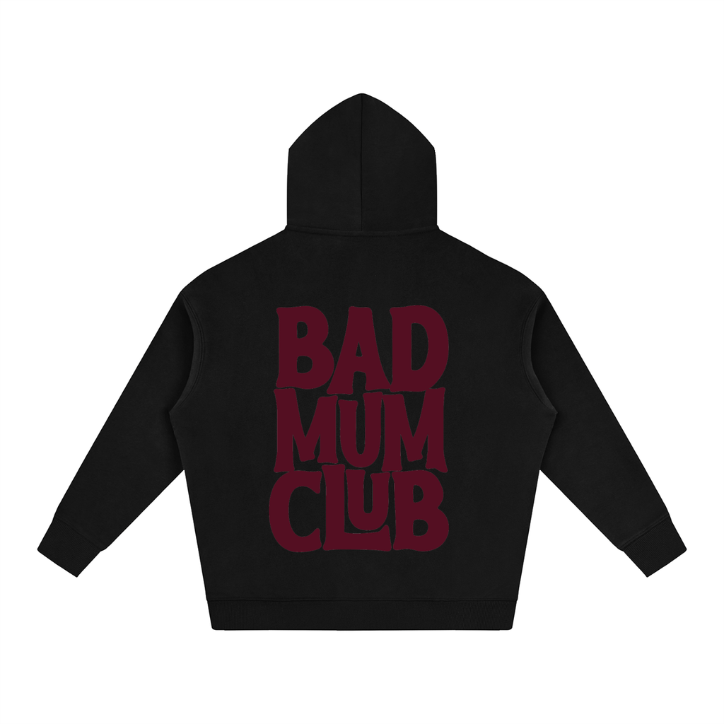 Oversize Fleeced Hoodie - Black/Red