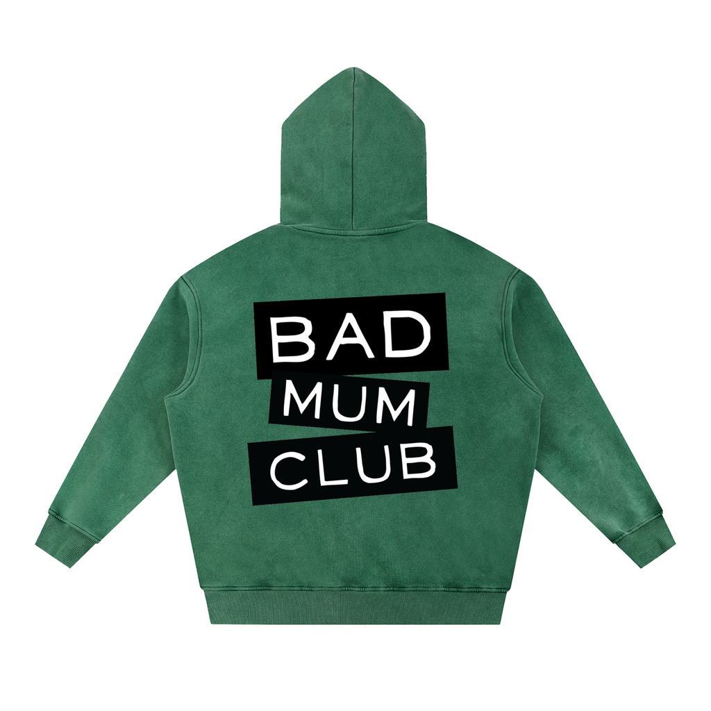 Snow Wash Oversize Hoodie - Black Type Logo