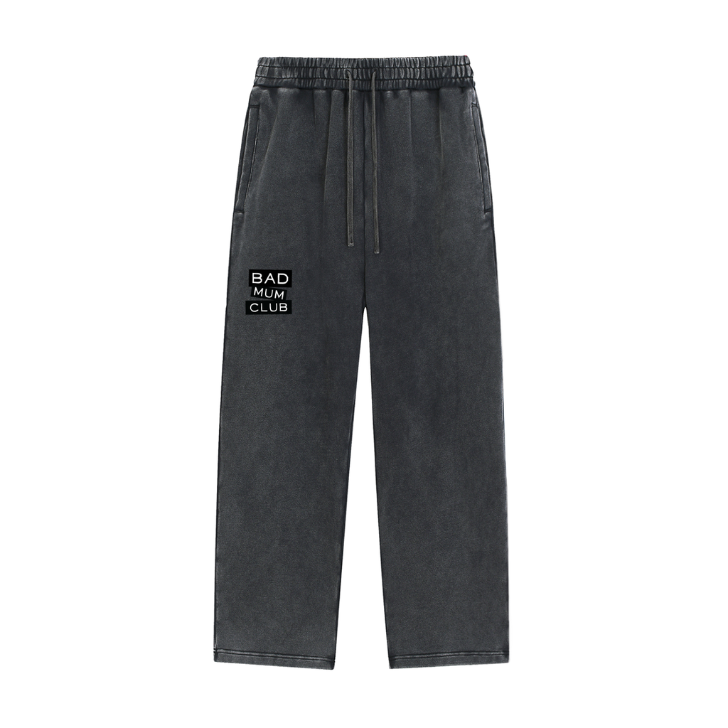Snow Wash Heavyweight Sweatpants - Black/Black Type Logo