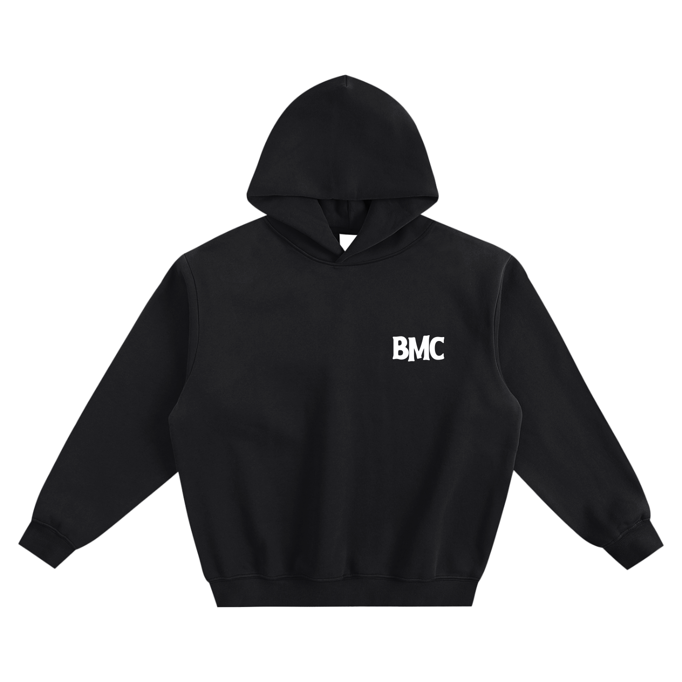 Fleeced Boxy Hoodie - White Logo