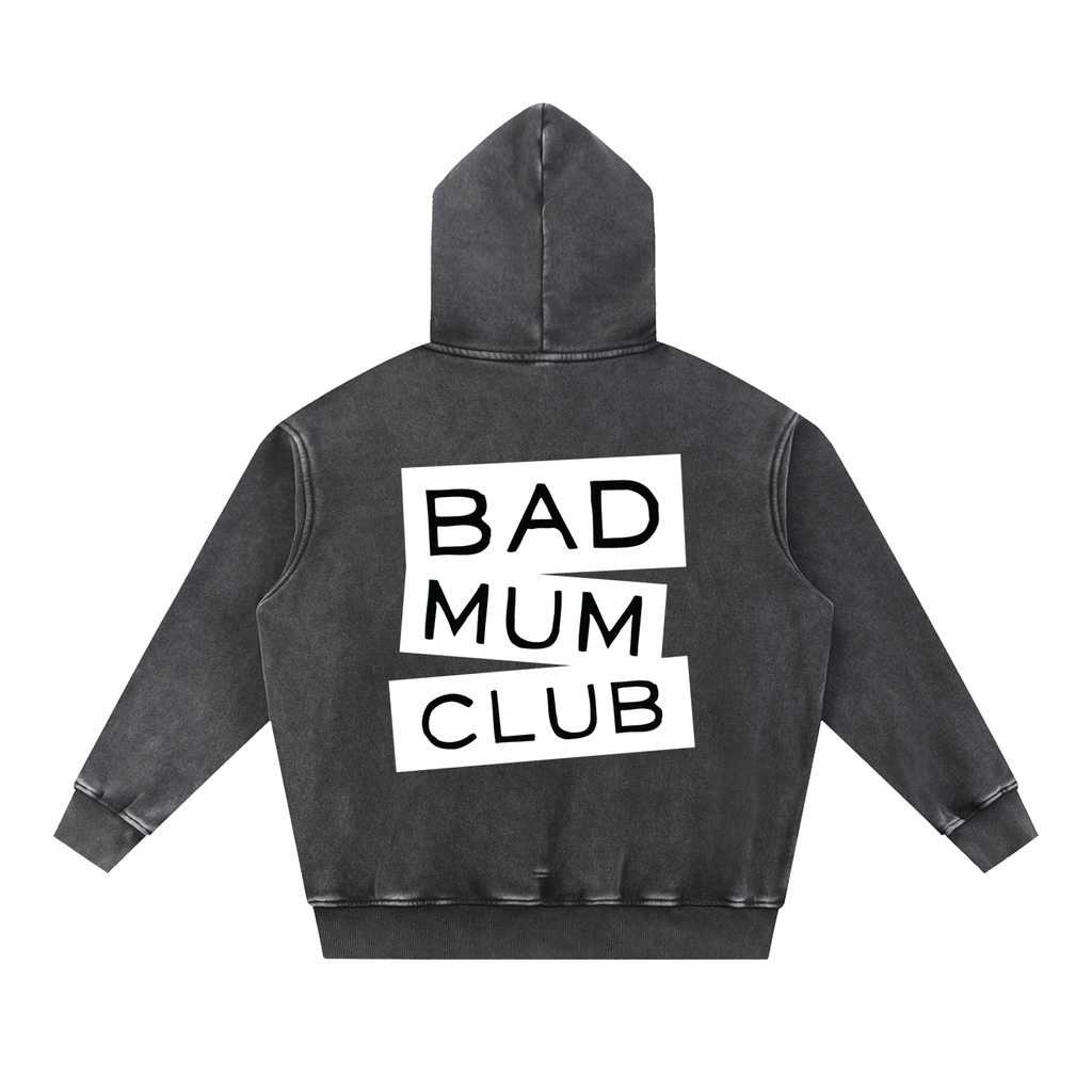 Snow Wash Oversize Hoodie - Black/White