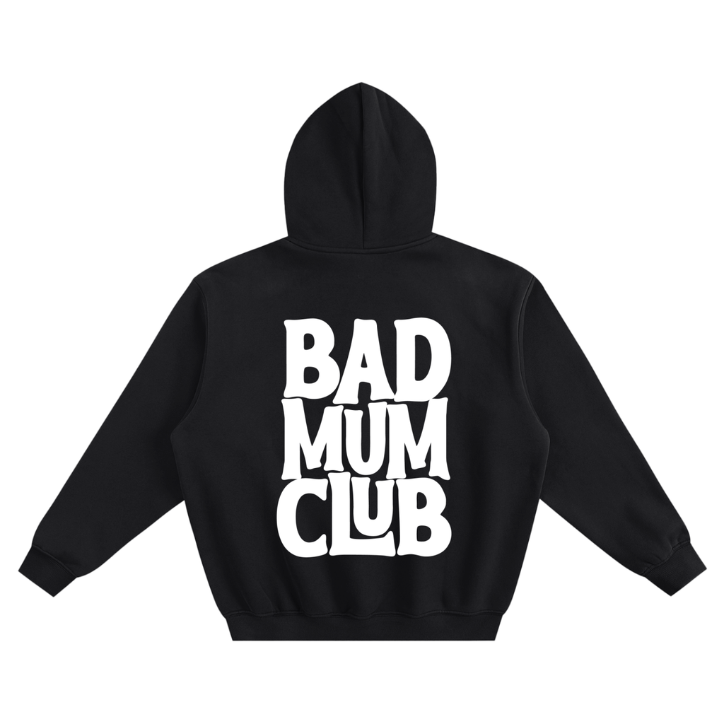 Fleeced Boxy Hoodie - White Logo